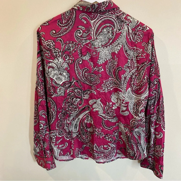 Talbots Haberdashery Button Down Blouse Stretch Paisley Size 16 Petite - Picture 5 of 5